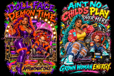 2-Piece Horror Glam PNG Bundle | Grown Woman Energy & Doll Face Digital Designs | Spooky Sublimation Graphics