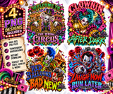 Horror Circus Clown PNG Bundle, 4 Creepy Carnival Designs, Halloween Clown Digital Download, Spooky Circus PNG Set