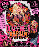 Dollyween Darlin’ Halloween Cowgirl PNG | Pink Western Halloween Digital Design | Glam Pumpkin Shirt Graphic
