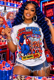 She Picked the Wrong One Graphic T-Shirt | Arcade Horror Doll Tee | Red Blue Spooky Statement Shirt | Halloween Streetwear
