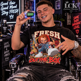 Fresh Out The Box Horror Shirt | 90s Streetwear Halloween Tee | Creepy Doll Graphic T-Shirt
