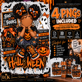 Halloween School PNG Bundle | 4-Piece Boo to the Books Set | Spooky Student Sublimation Designs