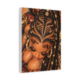 Braided Beauty Matte Canvas Wall Art — African Braid Hairstyle Portrait