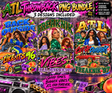 ATL 90s Throwback PNG Bundle, 3 Retro Urban Designs, 90s Atlanta Digital Download, Hip Hop Inspired PNG Set