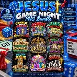Jesus Game Night PNG Bundle | 10 Christian Game-Themed Designs | Digital Download