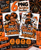 Halloween School PNG Bundle | 6 Cute Spooky Student & Teacher Designs | Fall Digital Download for Shirts, Tumblers & Crafts