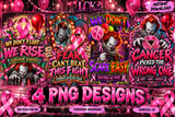 4 Piece Horror Breast Cancer Awareness PNG Bundle | Survivor Fight Designs