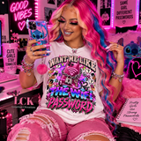 Want Me Like The WiFi Password Shirt | Y2K Tech Girl Graphic Tee | Pink Blue Cyber T-Shirt