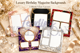 Luxury Birthday Magazine Backgrounds | 5 Glam Blank Layouts