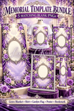 Purple & Silver Memorial Bundle | 5 Matching Blank PNG Backgrounds