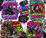 Neon Horror PNG Bundle, 4 Spooky Phone Graffiti Designs, Creepy Character Digital Download, Halloween PNG Set