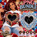 Luxury Zipper Heart Photo Frame Bundle | 5 PNG Frames